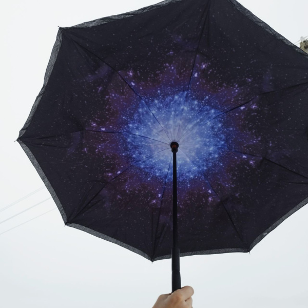 Умный зонт Ангел с обратным открыванием, цвет Звездное НЕБО